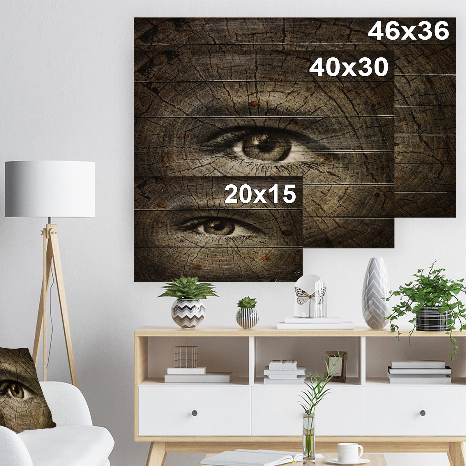 Aging Eyes - Abstract Print on Natural Pine Wood