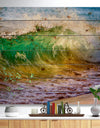 Ocean Turning Green - Seascape Print on Natural Pine Wood