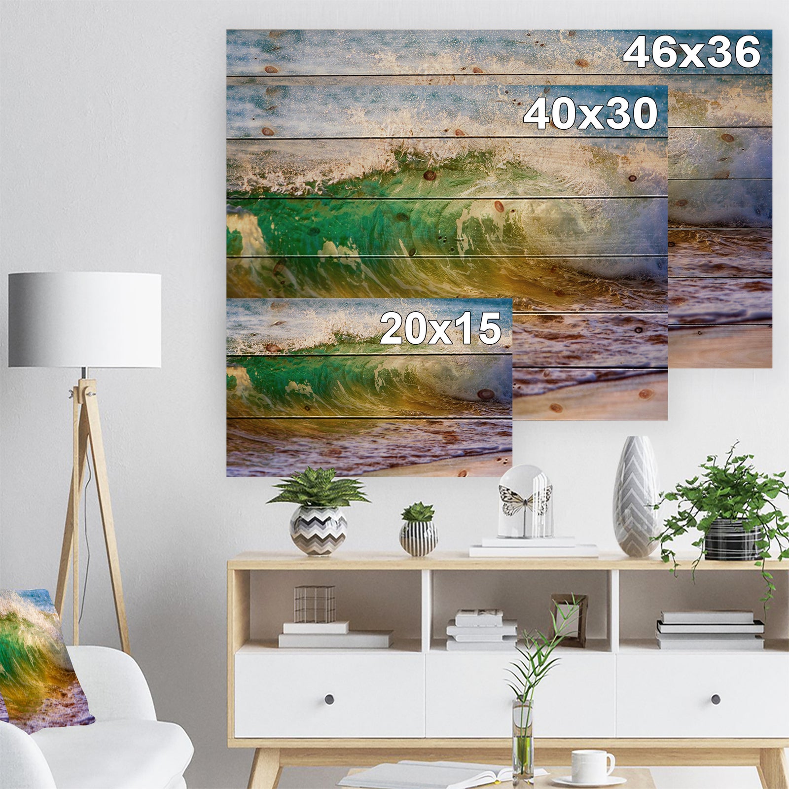 Ocean Turning Green - Seascape Print on Natural Pine Wood