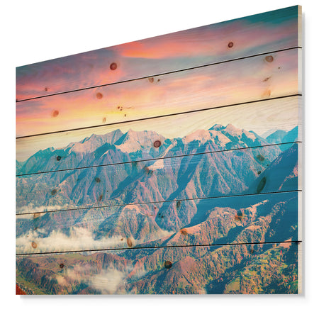 Kolochava Village in Morning Landscape - Photography Print on Natural Pine Wood