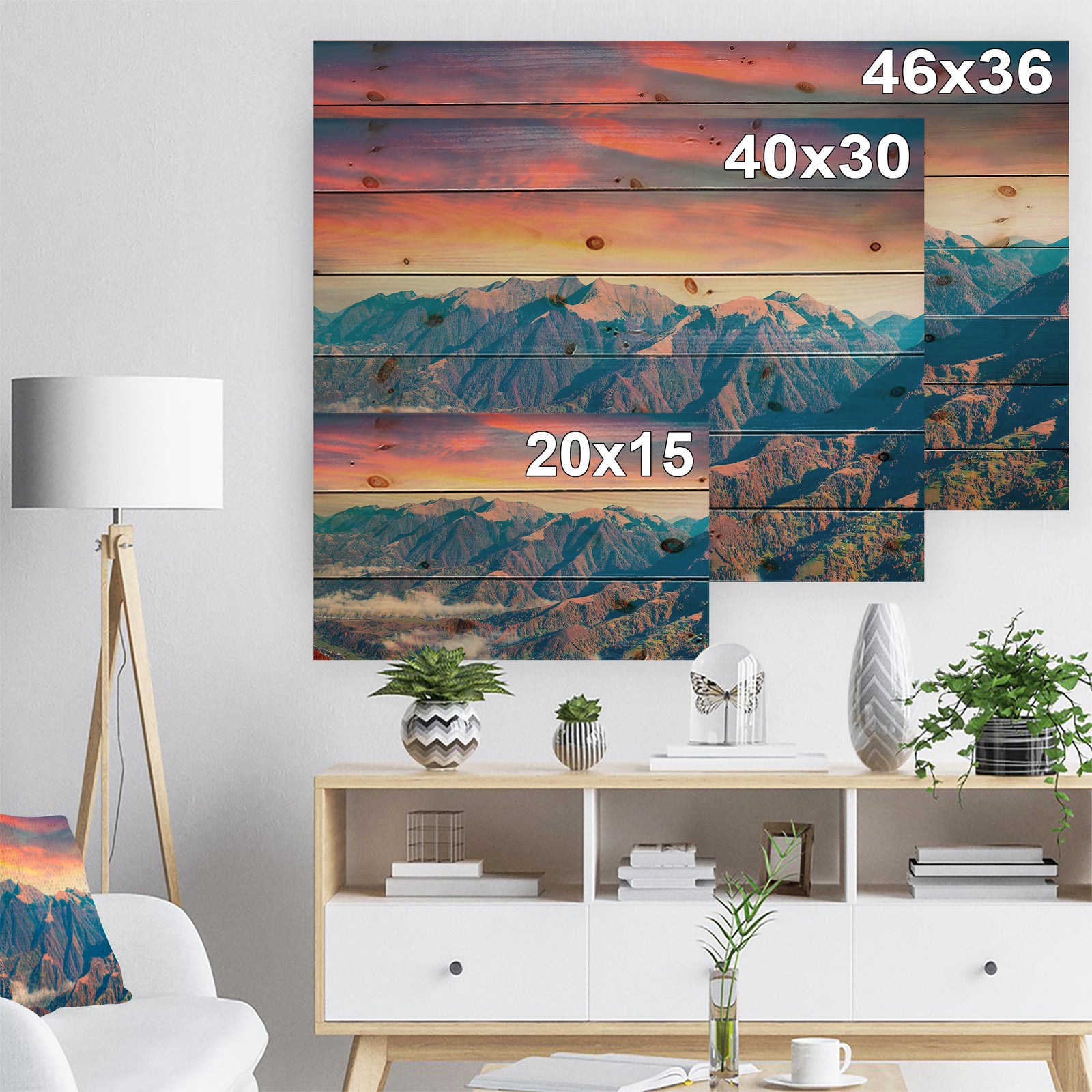 Kolochava Village in Morning Landscape - Photography Print on Natural Pine Wood