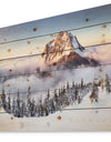 Winter Mountain Landscape - Photography Print on Natural Pine Wood