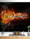 Electric Guitar - Abstract Print on Natural Pine Wood