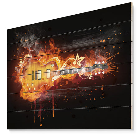 Electric Guitar - Abstract Print on Natural Pine Wood