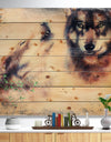 Howling Wolf - Bohemian Print on Natural Pine Wood