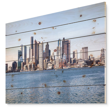 Boston Skyline Panorama - Cityscape Photo Print on Natural Pine Wood