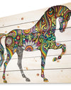 Cheerful Horse - Bohemian Print on Natural Pine Wood