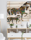 Cheerful Horse - Bohemian Print on Natural Pine Wood