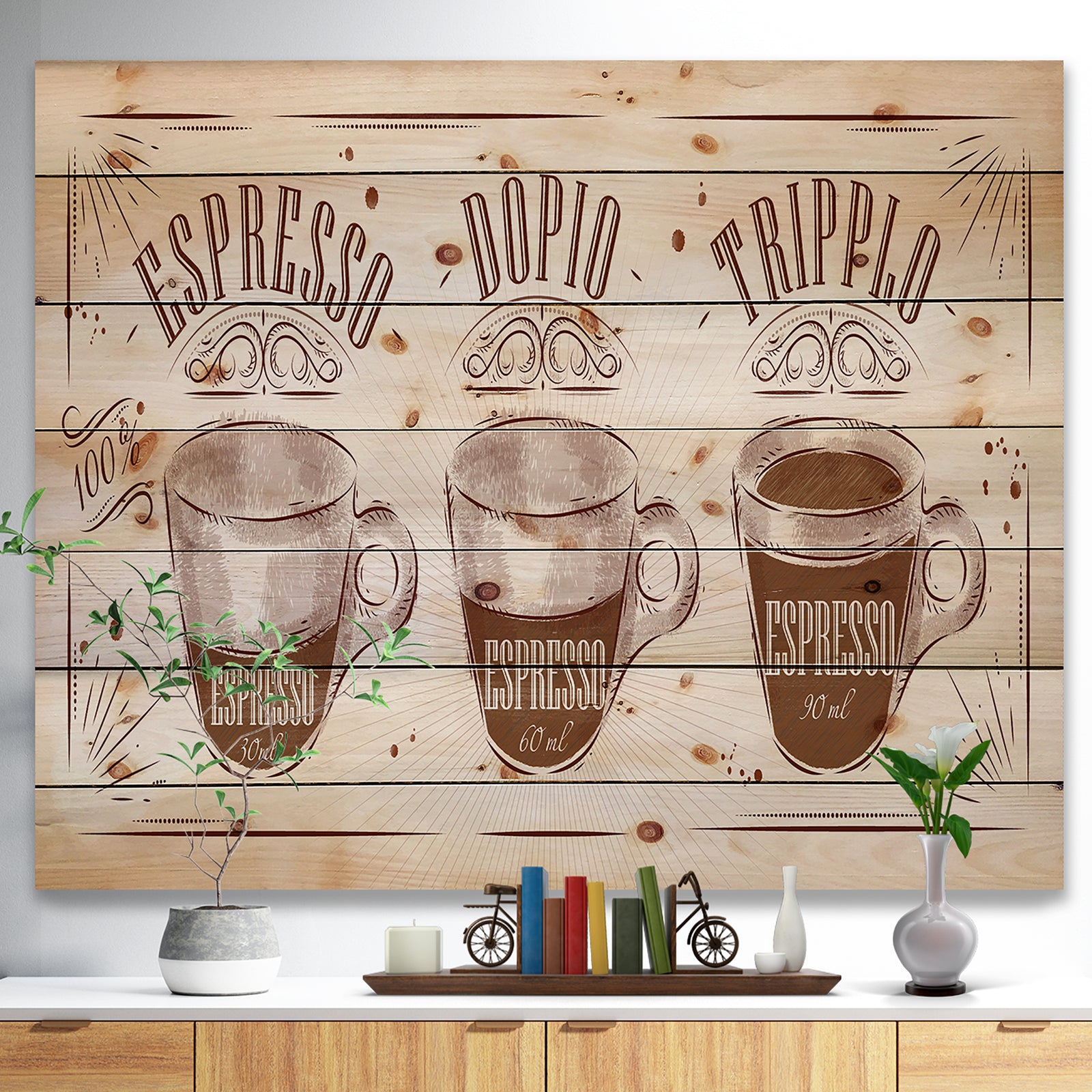 Espresso Kraf Brown - Art Print on Natural Pine Wood