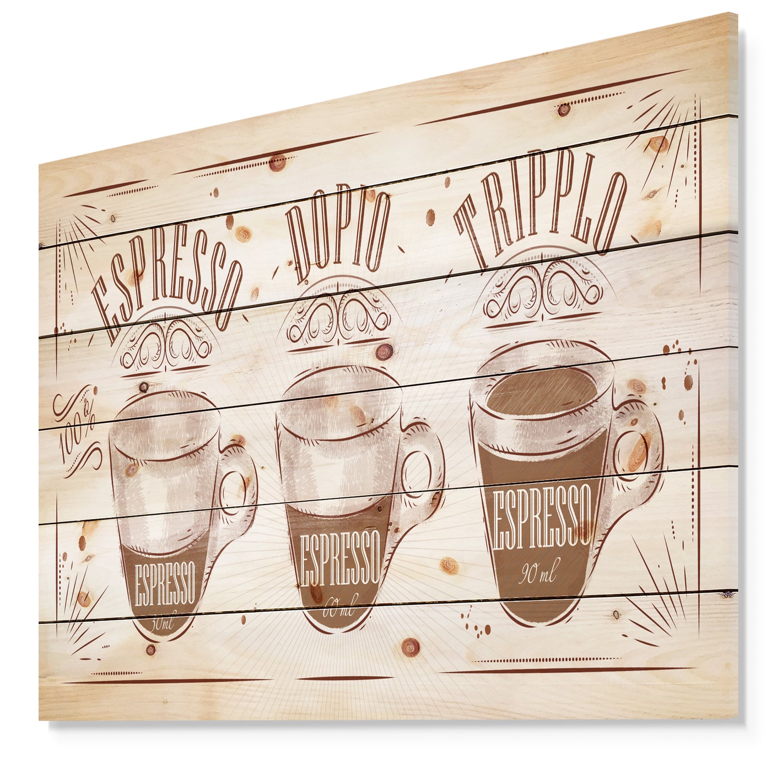 Espresso Kraf Brown - Art Print on Natural Pine Wood