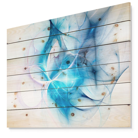 Blue Nebula Star - Abstract Print on Natural Pine Wood