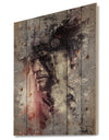 Native American Indian Warrior - Bohemian Print on Natural Pine Wood