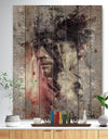 Native American Indian Warrior - Bohemian Print on Natural Pine Wood