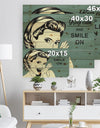 Pop Art Retro Woman - Abstract Portrait Print on Natural Pine Wood