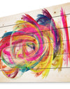 Colorful Thick Strokes - Abstract Print on Natural Pine Wood