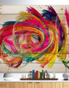 Colorful Thick Strokes - Abstract Print on Natural Pine Wood