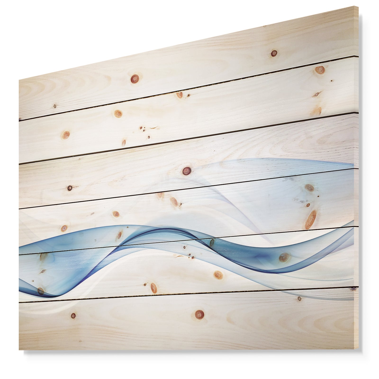 3D Wave of Water Splash - Abstract Print on Natural Pine Wood