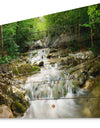 Natural Spring Waterfall - Landscape Photography Print on Natural Pine Wood