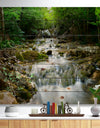 Natural Spring Waterfall - Landscape Photography Print on Natural Pine Wood