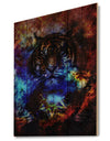 Colorful Tiger Collage - Animal Print on Natural Pine Wood