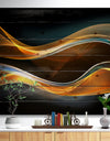 3D Gold Waves in Black - Abstract Print on Natural Pine Wood