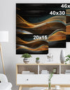 3D Gold Waves in Black - Abstract Print on Natural Pine Wood
