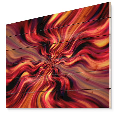 Red Infinity Illustration - Abstract Print on Natural Pine Wood