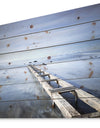 Dark Blue Sky and Large Pier - Seascape Print on Natural Pine Wood