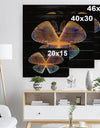 Blue Yellow Fractal Butterfly in Dark - Abstract Print on Natural Pine Wood