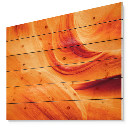 Orange Upper Antelope Canyon - Landscape Photography Print on Natural Pine Wood