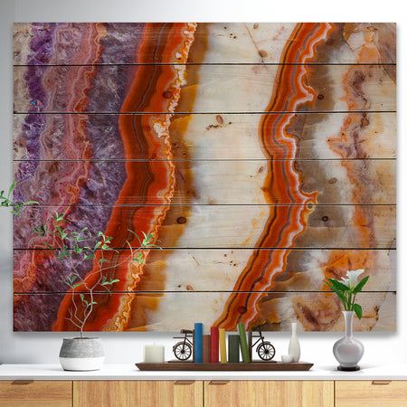 Colorful Stone Stripes - Abstract Print on Natural Pine Wood