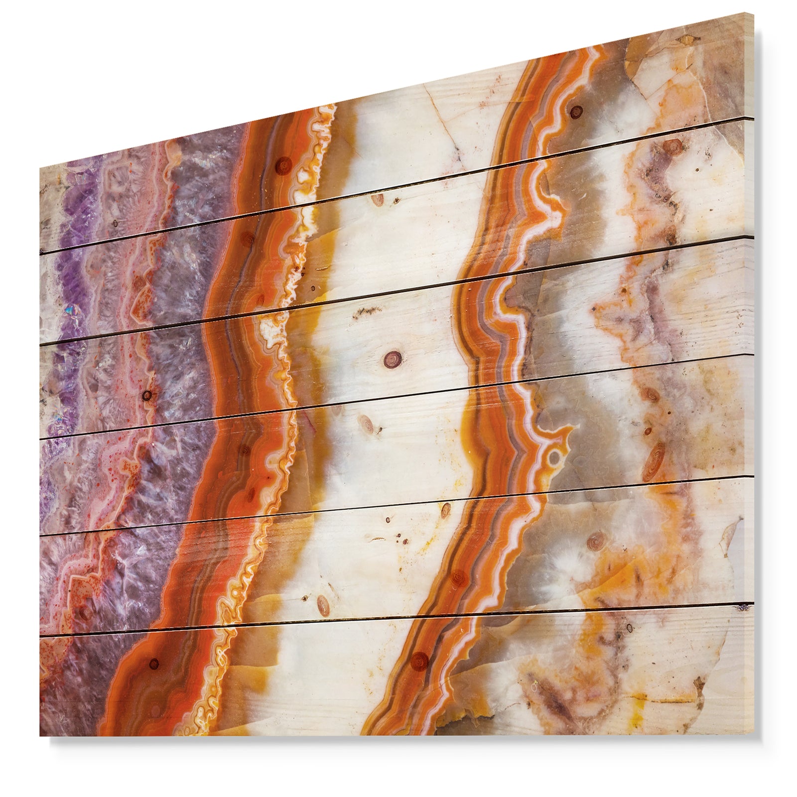 Colorful Stone Stripes - Abstract Print on Natural Pine Wood