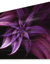 Fractal Flower Purple - Floral Art Print on Natural Pine Wood