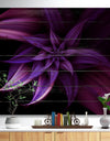 Fractal Flower Purple - Floral Art Print on Natural Pine Wood