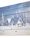 Orlicke Hory Cottage in Winter - Landscape Photography Print on Natural Pine Wood