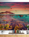 Giallonardo Beach Colorful Sunset - Seashore Photo Print on Natural Pine Wood