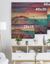 Giallonardo Beach Colorful Sunset - Seashore Photo Print on Natural Pine Wood