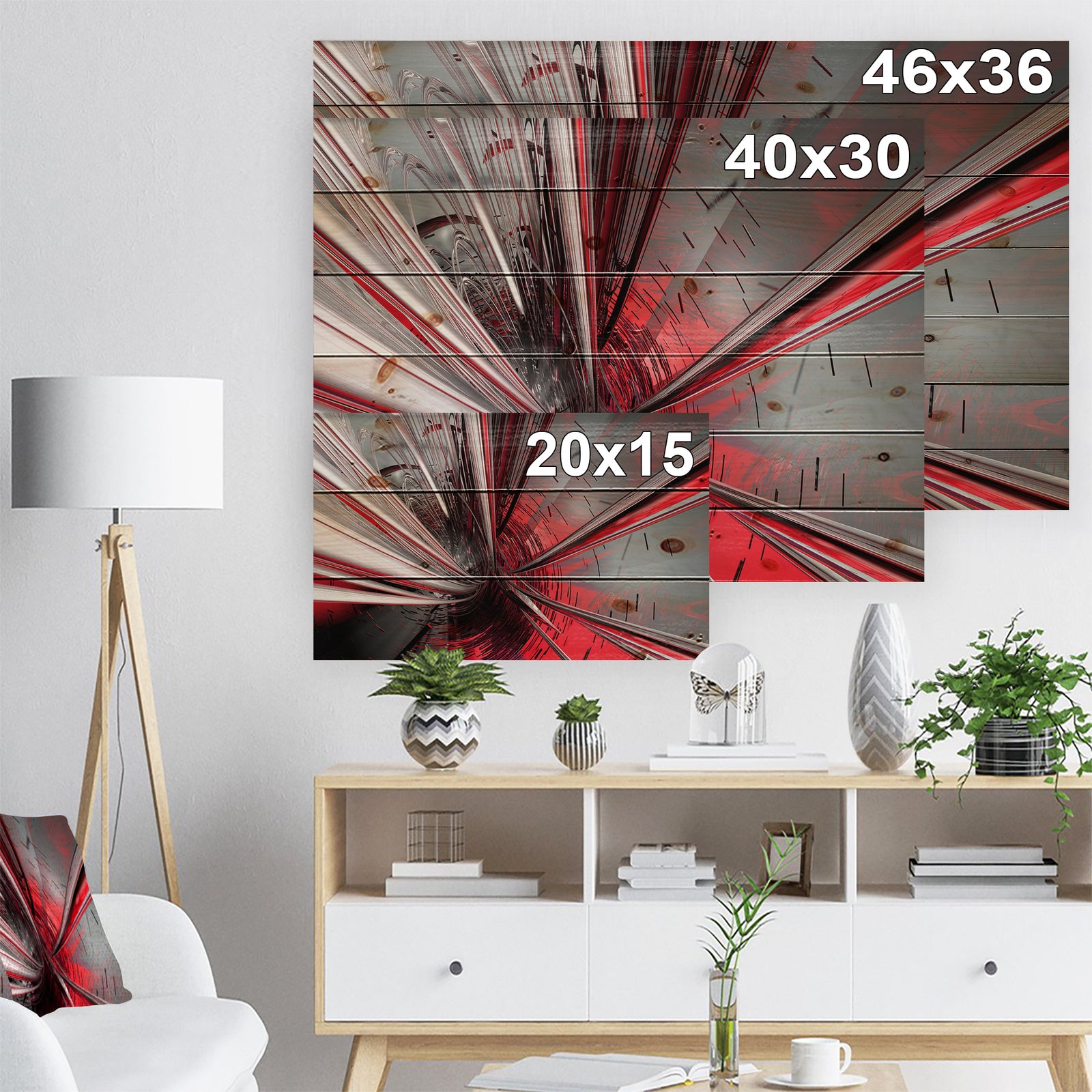 Fractal 3D Deep into Middle - Contemporary Print on Natural Pine Wood
