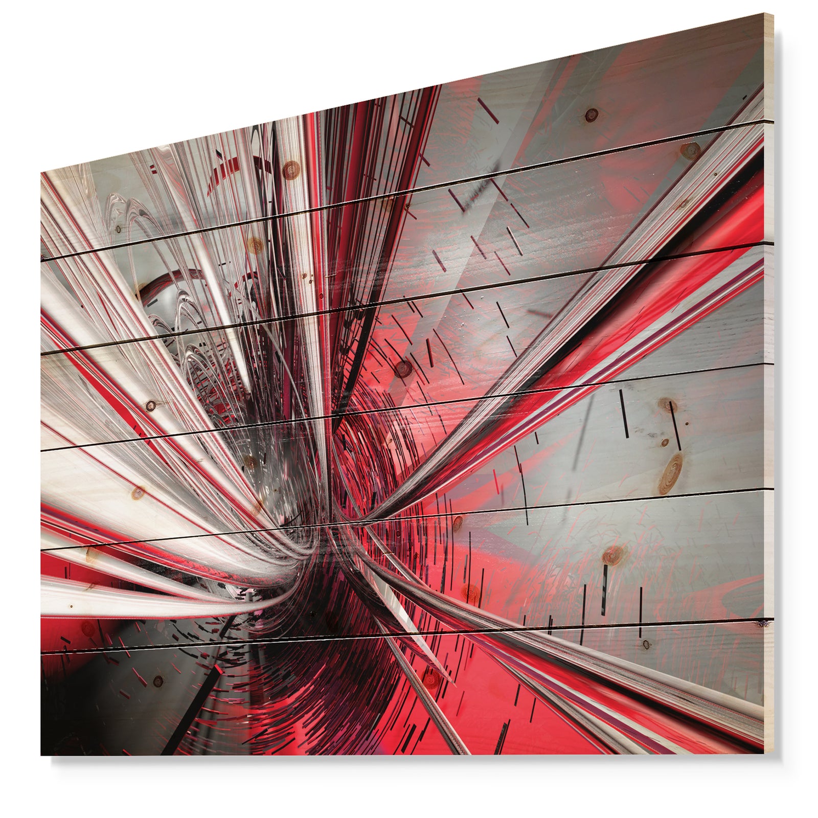 Fractal 3D Deep into Middle - Contemporary Print on Natural Pine Wood