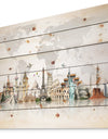 Famous Monuments Across World Map - Print on Natural Pine Wood