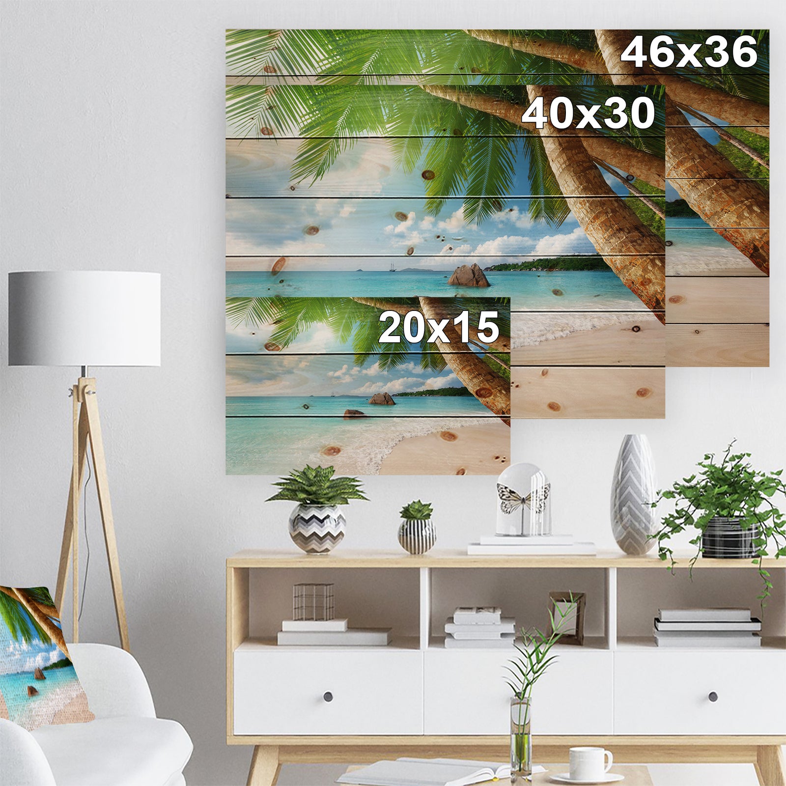 Praslin Island Seychelles Beach - Seashore Photo Print on Natural Pine Wood