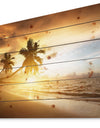 Caribbean Seashore Sunset - Seascape Photography Print on Natural Pine Wood