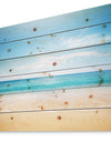 Wide Blue Sky Over Beach - Seashore Photo Print on Natural Pine Wood