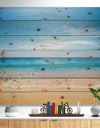 Wide Blue Sky Over Beach - Seashore Photo Print on Natural Pine Wood