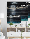 Romantic Full Moon Over Sea - Seascape Print on Natural Pine Wood