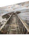Wooden Pier on North Irish Coastline - Sea Bridge Print on Natural Pine Wood