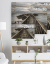 Wooden Pier on North Irish Coastline - Sea Bridge Print on Natural Pine Wood