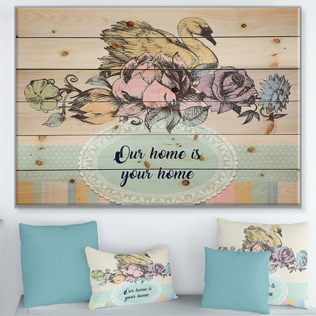 Our home is your home Floral - Textual Entrance Art on Wood Wall Art