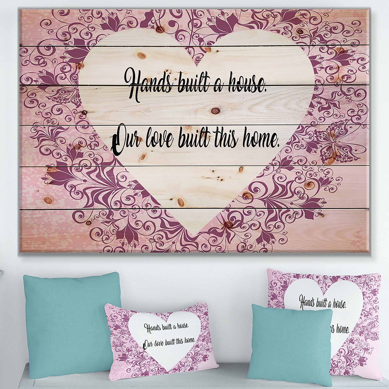 Hands built a house. Purple Heart - Textual Entrance Art on Wood Wall Art