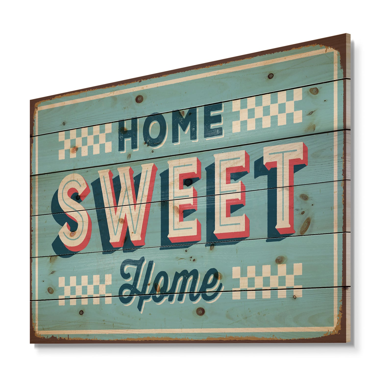 Home Sweet Home Vintage Rusty Metal - Textual Entrance Art on Wood Wall Art